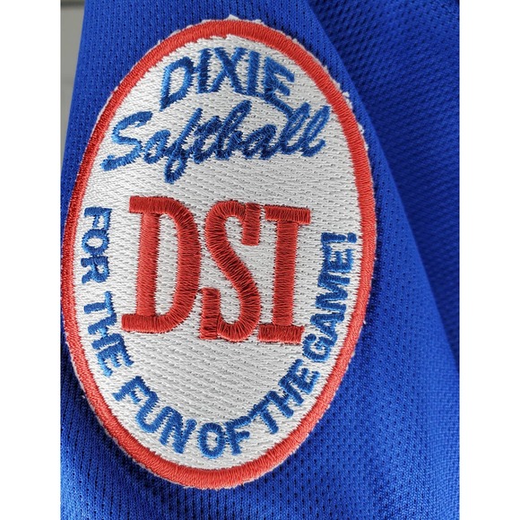 MEN'S CHARLES RIVER SPORT POLYESTER POLO ROYAL BLUE WHITE Dixie Softball Size M - Picture 3 of 4